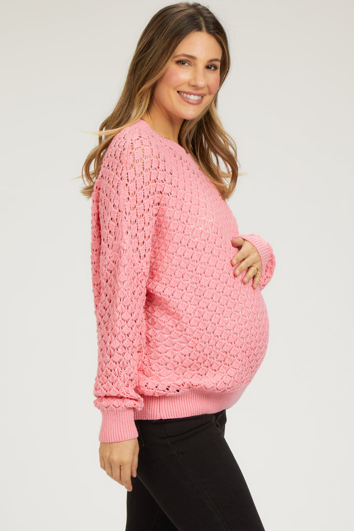 Pink Knit Long Sleeve Maternity Top