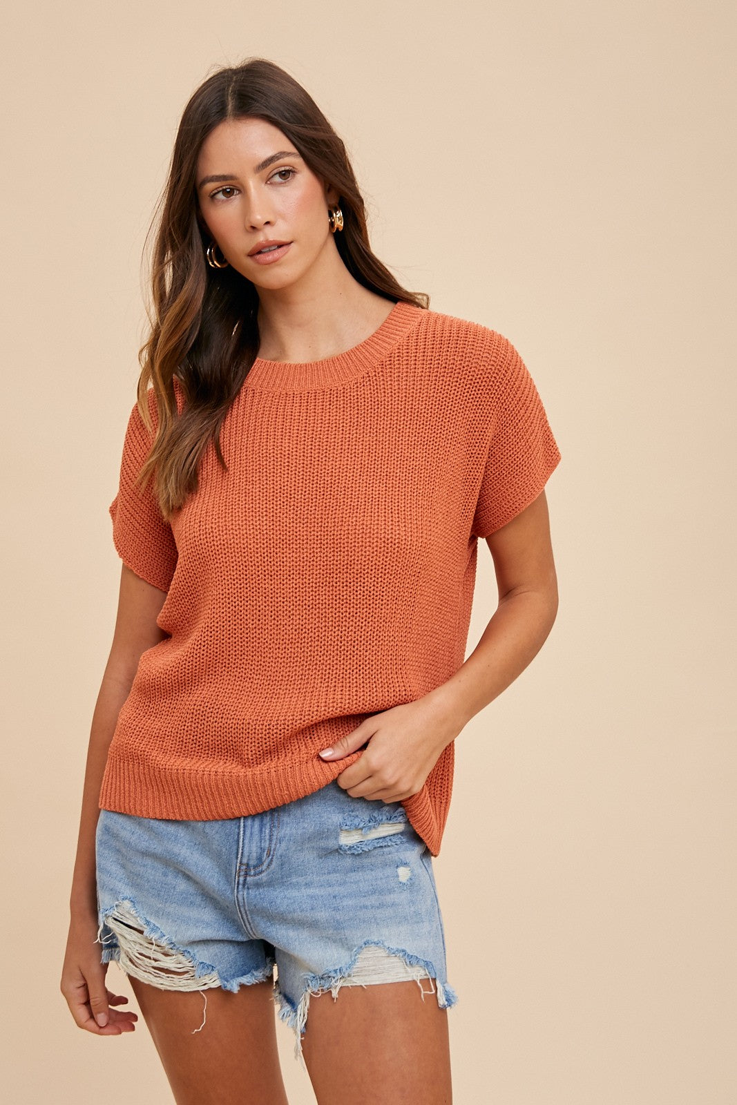 Rust Knit Maternity Sweater Top