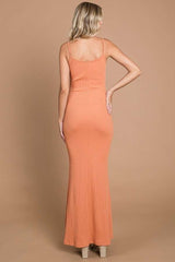 Peach Ribbed Maxi Dress