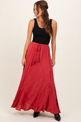 Red Tassel String Maxi Skirt