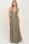 Olive Deep V-Neck Cross Back Maxi Dress