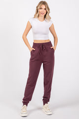Purple Basic Drawstring Sweatpants