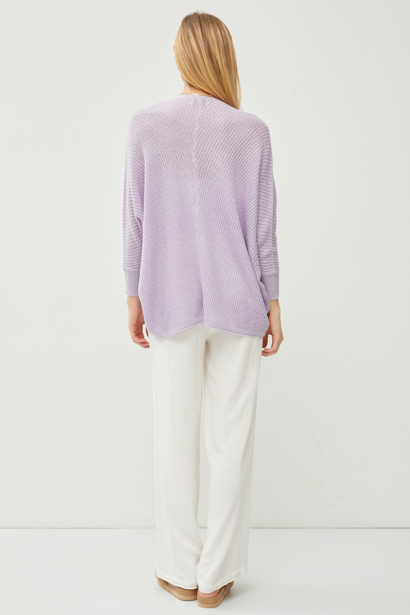Lavender Knit Dolman Sleeve Cardigan