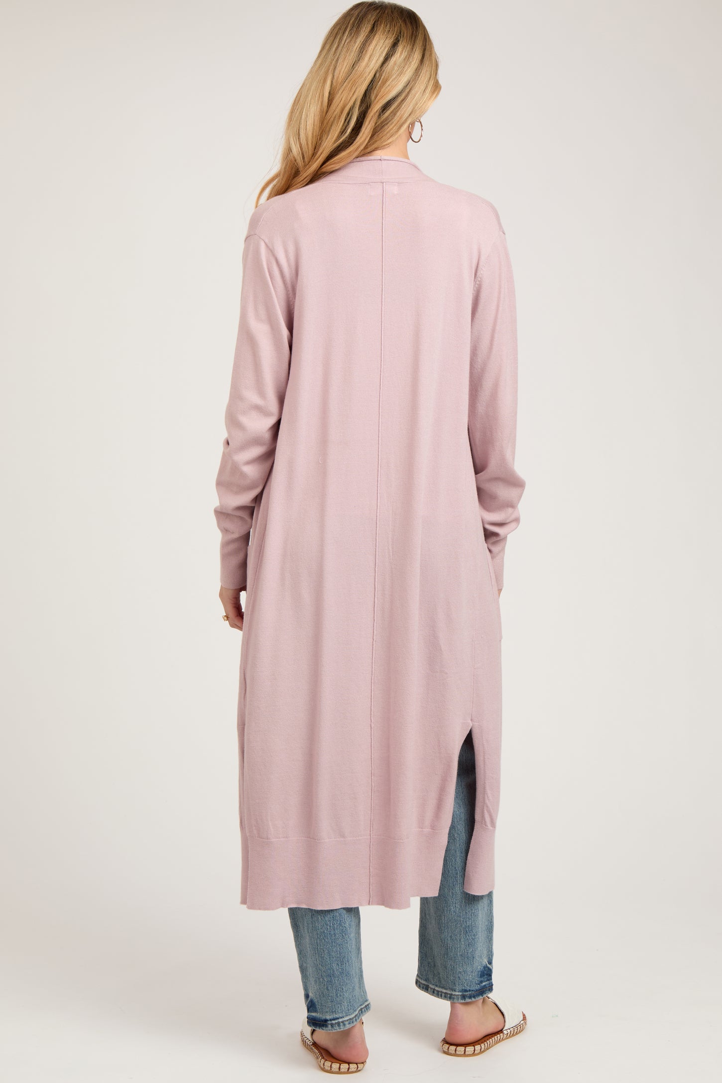 Light Pink Long Maternity Cardigan