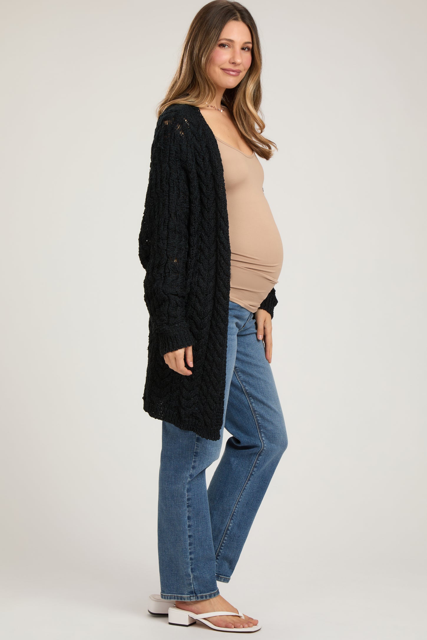 Black Knit Maternity Cardigan