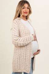 Cream Knit Maternity Cardigan