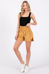 Yellow Curved Hem Active Shorts