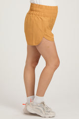 Yellow Curved Hem Active Maternity Shorts