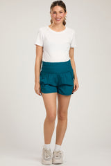 Teal Curved Hem Active Maternity Shorts