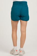 Teal Curved Hem Active Maternity Shorts
