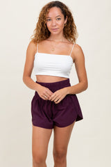 Plum Smocked Active Running Shorts