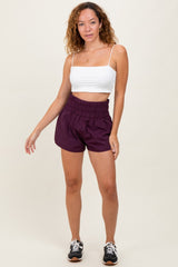 Plum Smocked Active Running Shorts