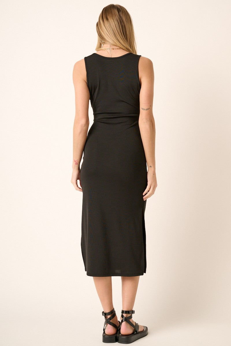 Black Sleeveless Double Slit Midi Dress PinkBlush Black Sleeveless Double Slit Midi Dress PinkBlush