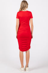 Red Ruched Fitted Dress