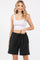 Black Raw Hem Maternity Shorts