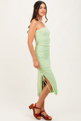 Sage Textured One Shoulder Midi Dress