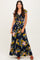 Navy Floral Smocked Cinched Top Maxi Dress