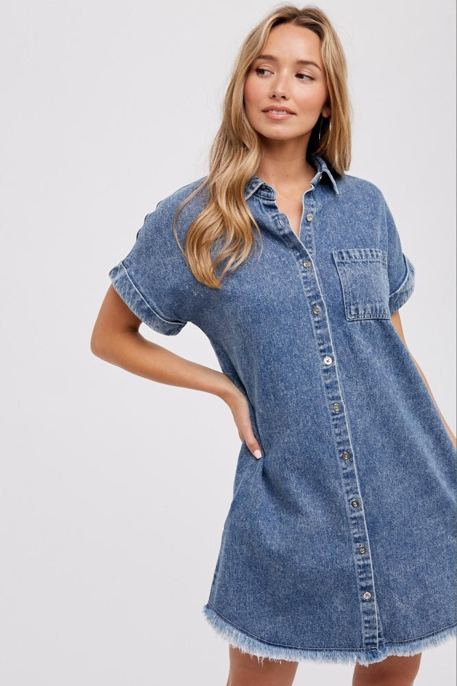 Blue Denim Button Up Dress