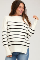 Ivory Striped Drop Shoulder Maternity Sweater
