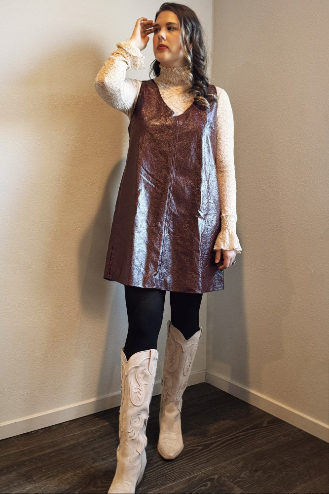 Nude Sheer Lace High Neck Top