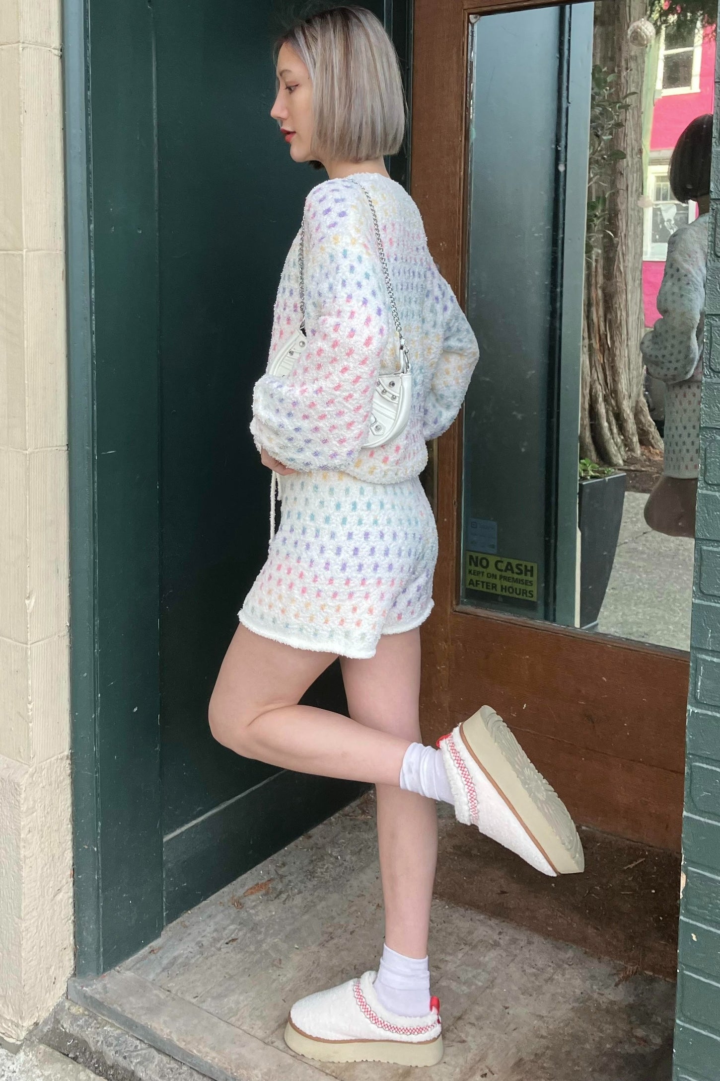 Multi Cozy Soft Multi Polka Dot Top With Short Set