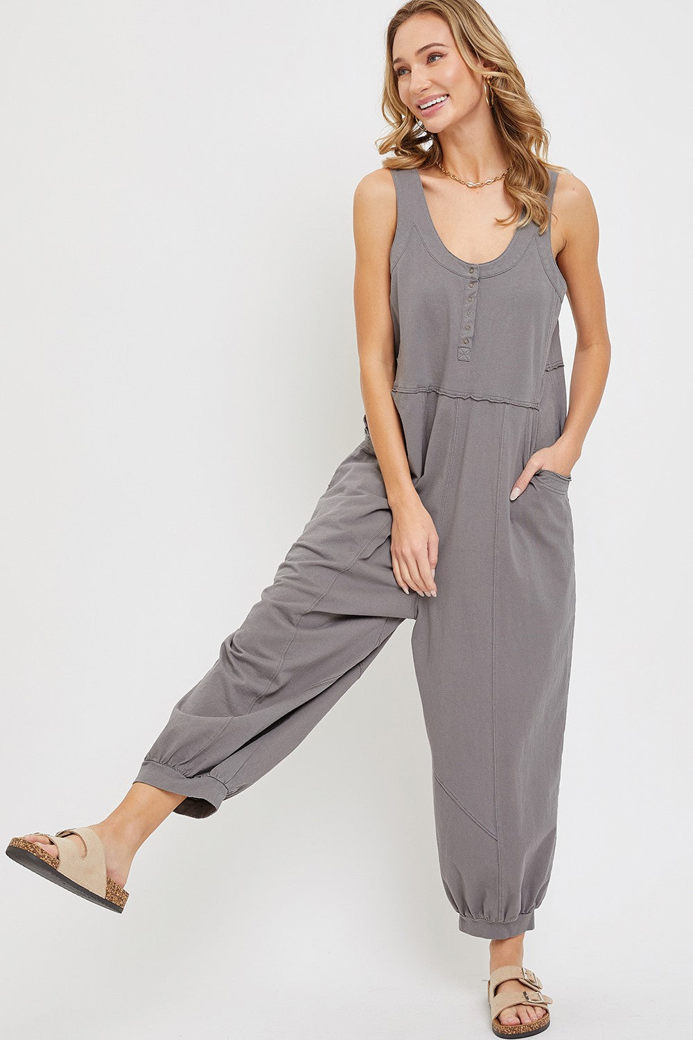 Grey Loose Fit Sleeveless Jumpsuit