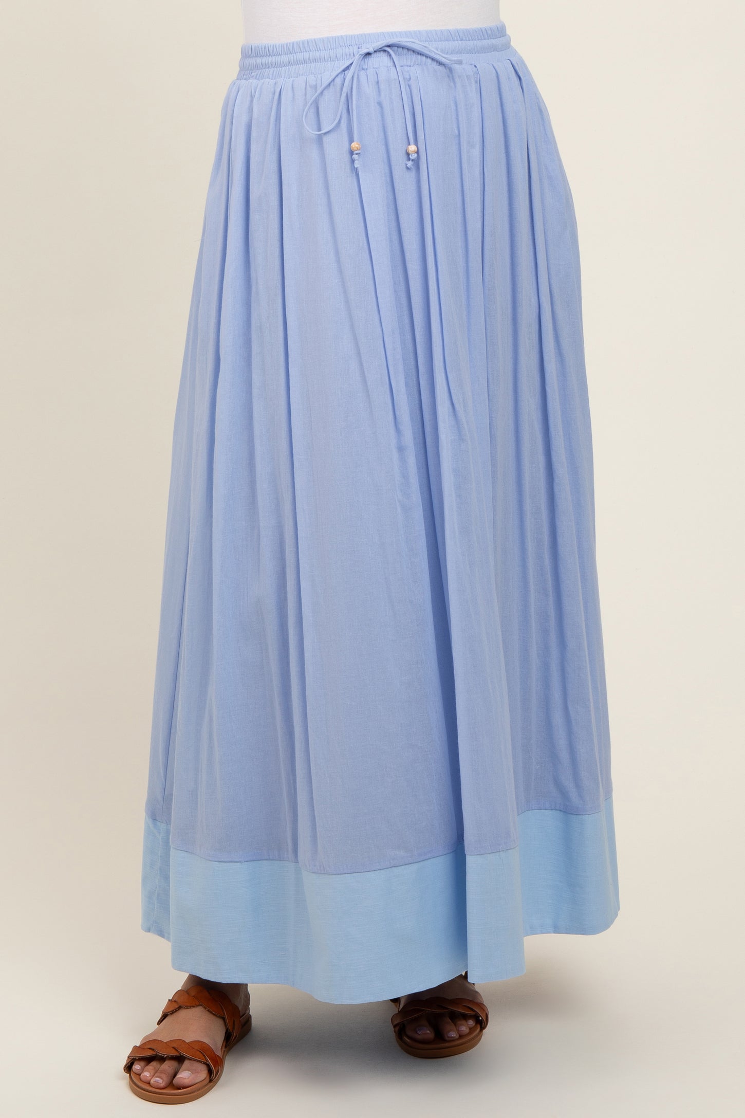 Light Periwinkle Colorblock Maternity Maxi Skirt