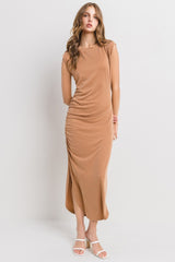 Mocha Fitted Maternity Midi Dress