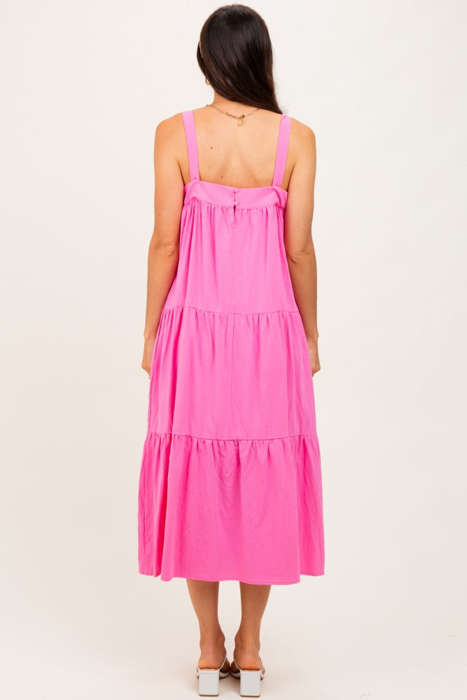 Pink Tiered Midi Dress