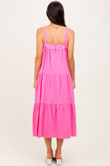Pink Tiered Midi Dress