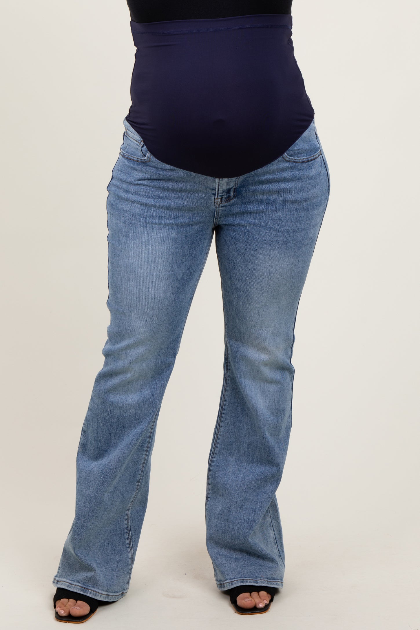 Blue Vintage Wash Flare Leg Maternity Plus Jeans