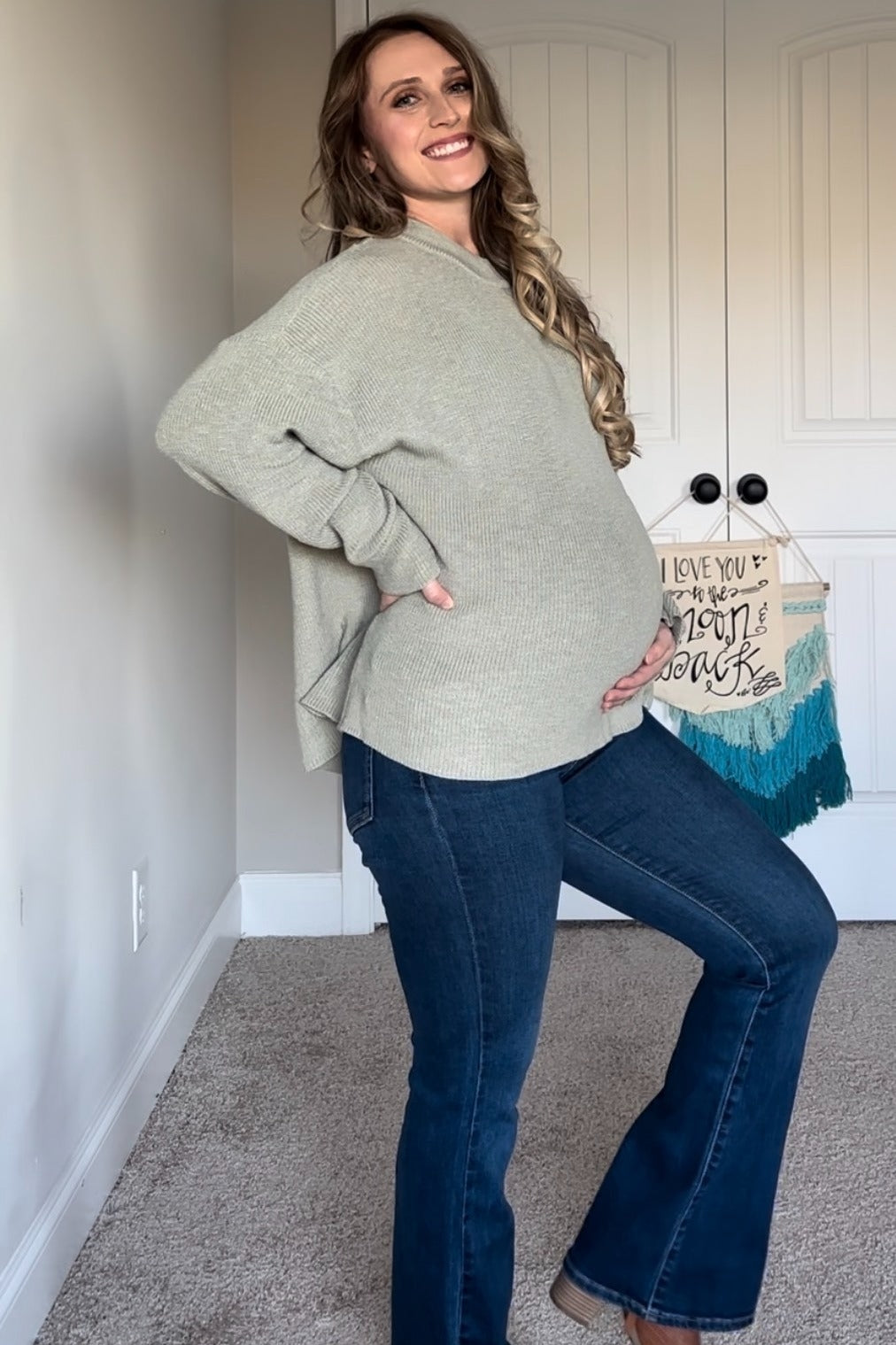 Navy Blue Flare Leg Maternity Jeans