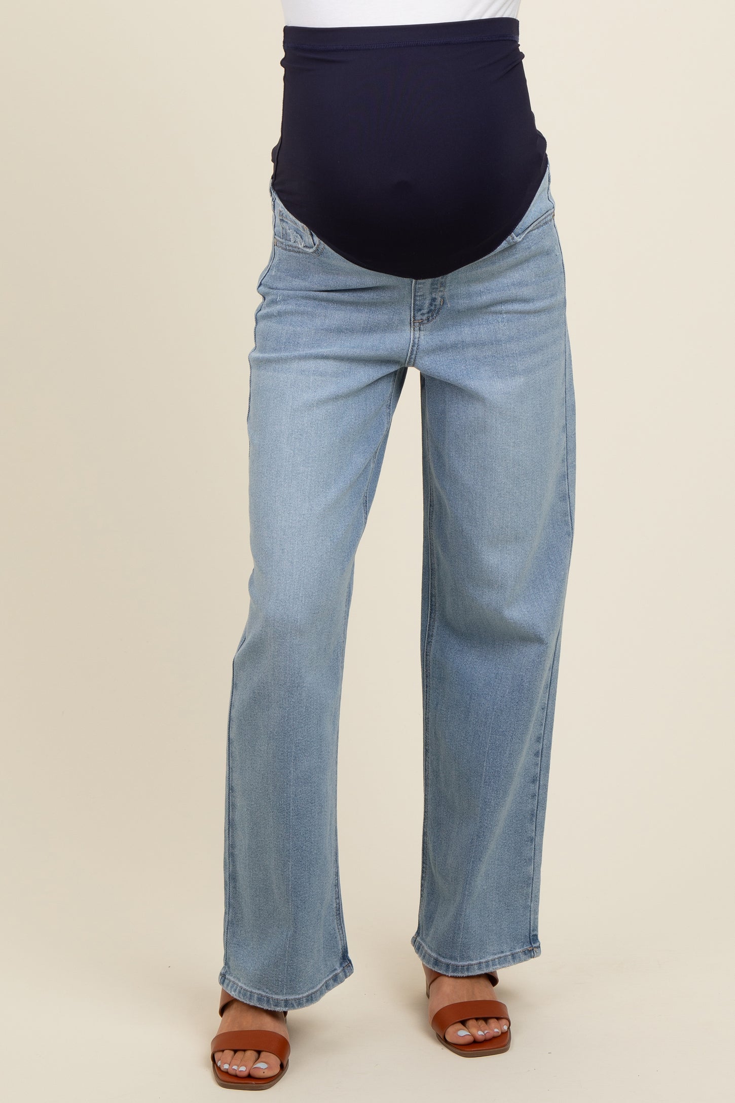 Light Blue Vintage Straight Leg Maternity Jeans