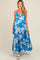 Royal Tropical Floral Open Back Maternity Maxi Dress