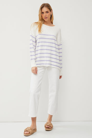 Periwinkle Striped Cuff Sweater