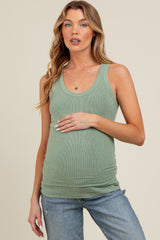 Sage Sleeveless Ribbed Maternity Top
