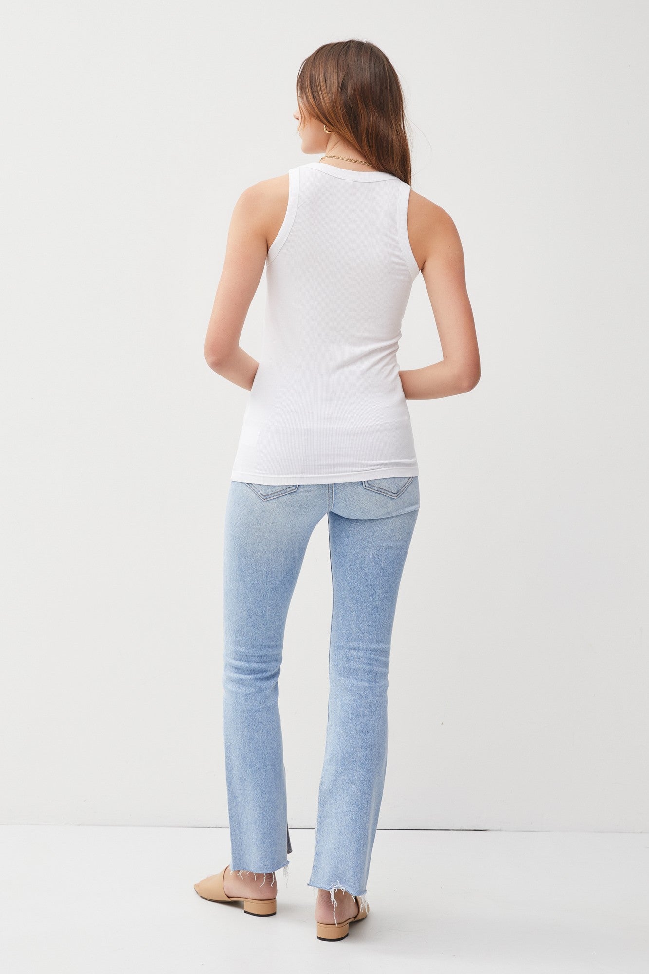 White Sleeveless Ribbed Top