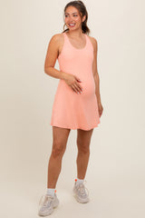 Peach Tennis Racerback Maternity Romper Dress