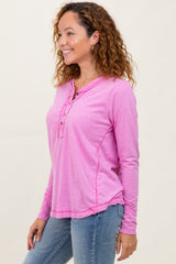 Pink Long Sleeve Exposed Seam Top