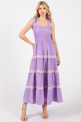 Lavender Smocked Maxi Dress