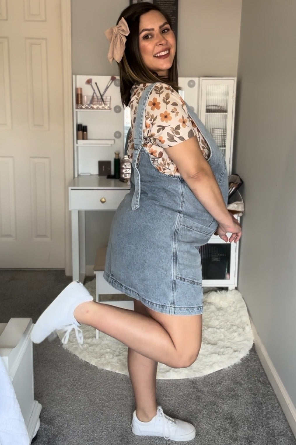 Light Blue Denim Front Pocket Maternity Skirt Overalls