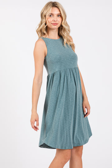 Teal Babydoll Sleeveless Dress