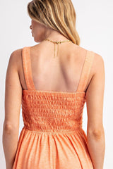 Orange Smocked Wide Leg Jumpsuit