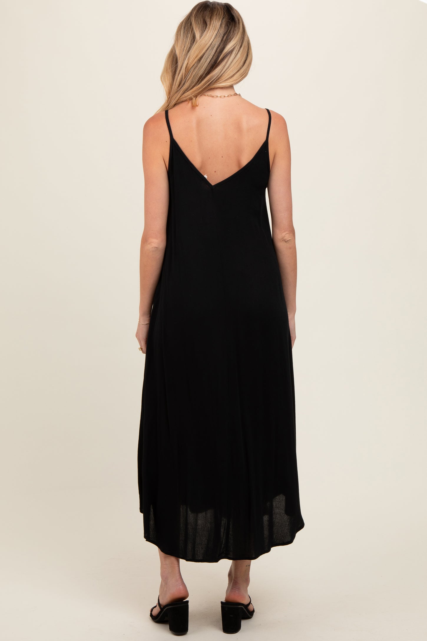 Black Lightweight Sleeveless V-Neck Maternity Maxi Dress