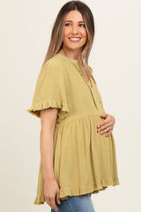 Light Olive Short Sleeve Maternity Top
