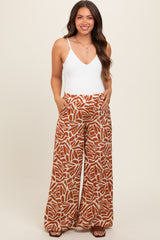 Camel Smocked Wide Leg Maternity Pants