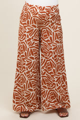 Camel Smocked Wide Leg Maternity Pants