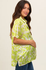 Lime Floral Button Down Maternity Blouse