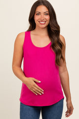 Fuchsia Ribbed Sleeveless Maternity Top