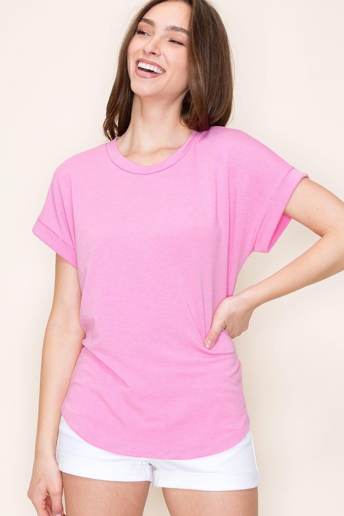 Pink Short Sleeve Terry Maternity Top